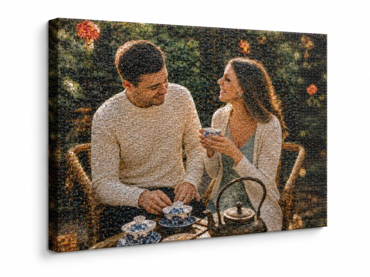Photo mosaic printed on stretched canvas