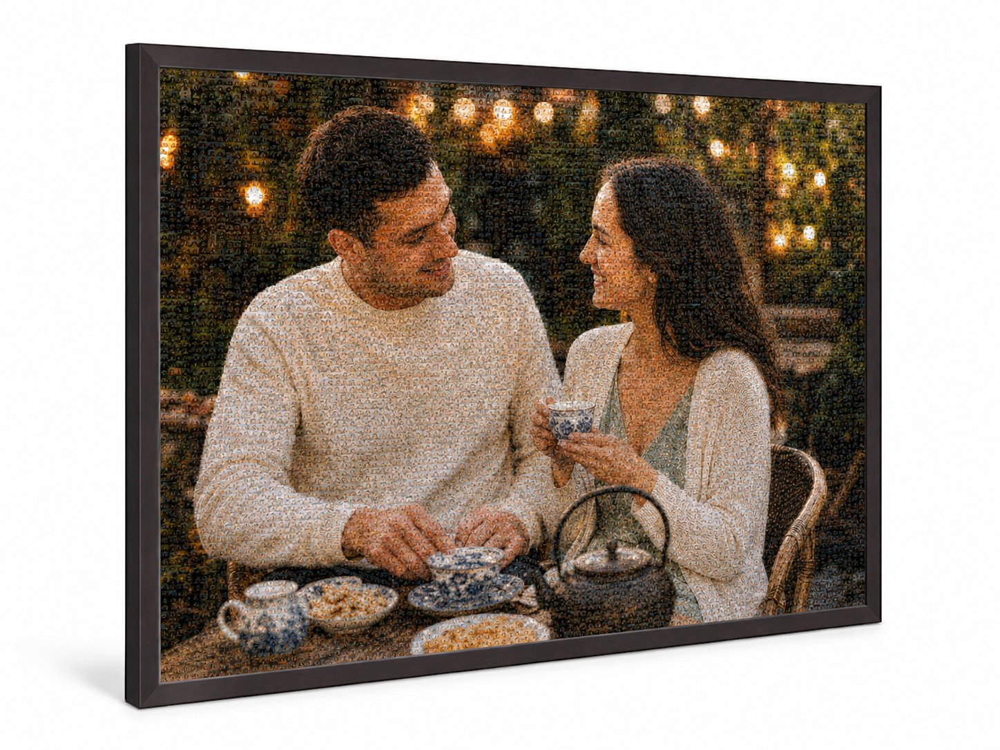Photo mosaic in a wooden gallery frame